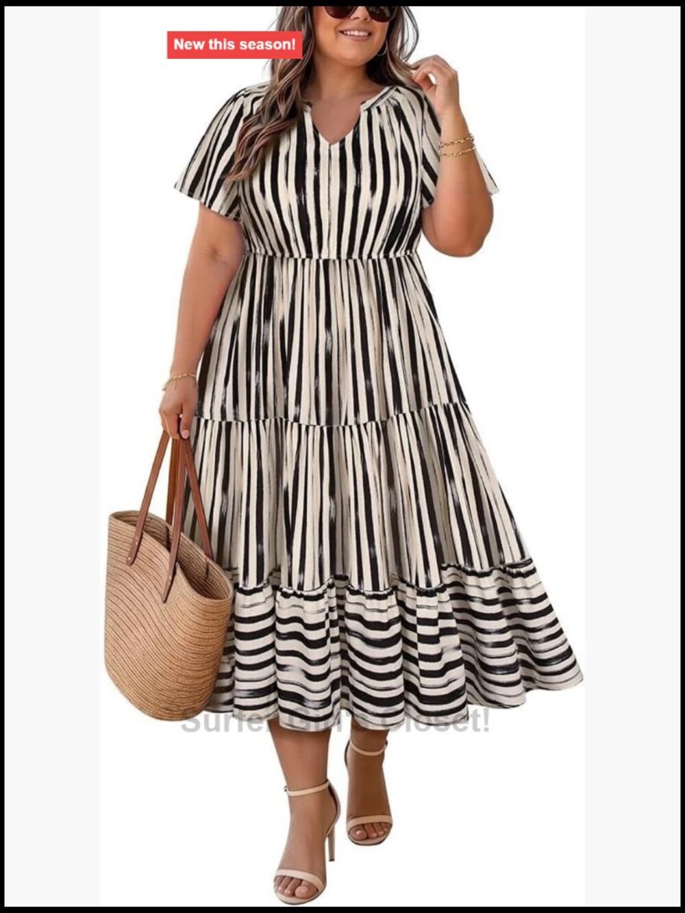 Plus Size Maxi Dress V-Neck Short Sleeve Floral Bohemian Beach Dress with